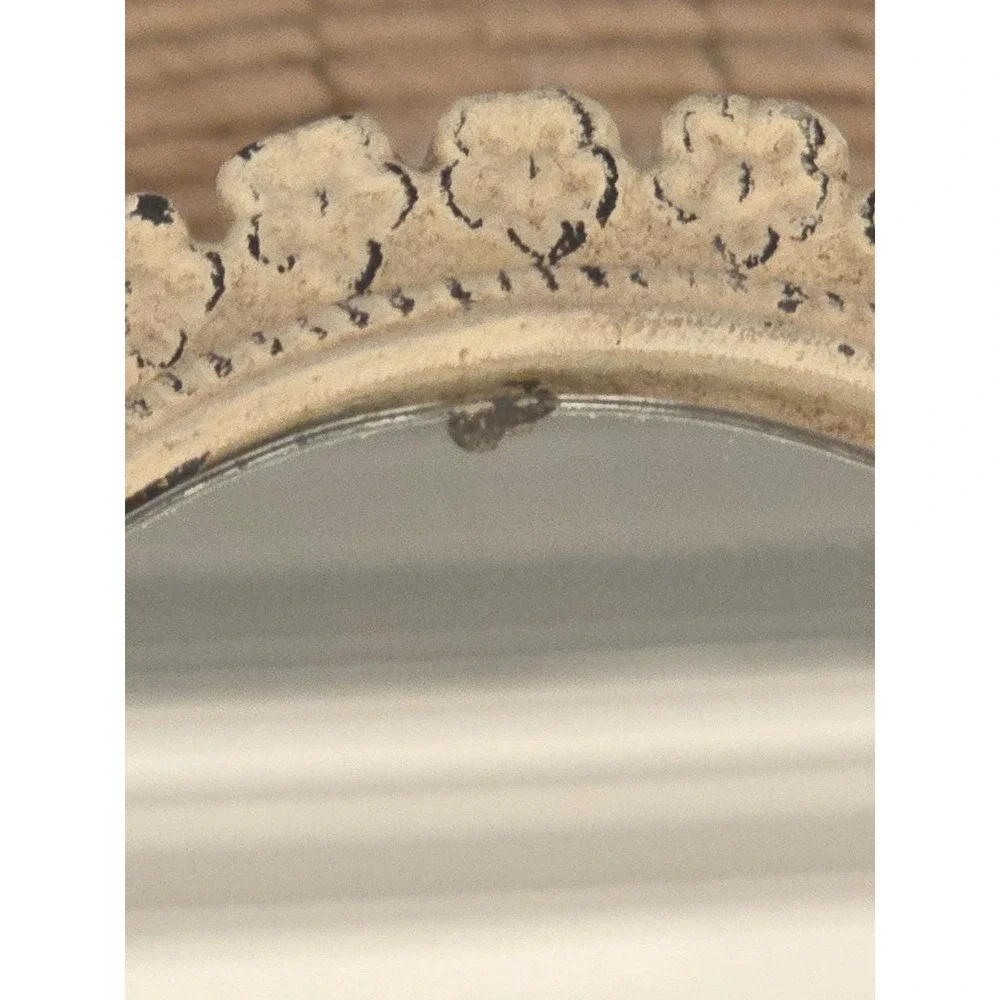 Vintage Ornate Metal Swivel Vanity Mirror - Shabby Chic‎ Floral Design